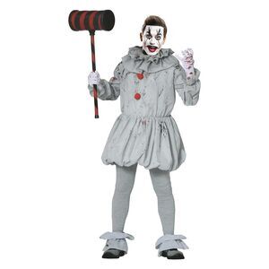 Fiestas Guirca Mens Killer Clown Costume Set / Gray/Red